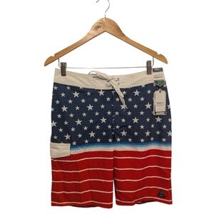 Trinity Stretch Board Shorts With American Flag Design Size 30